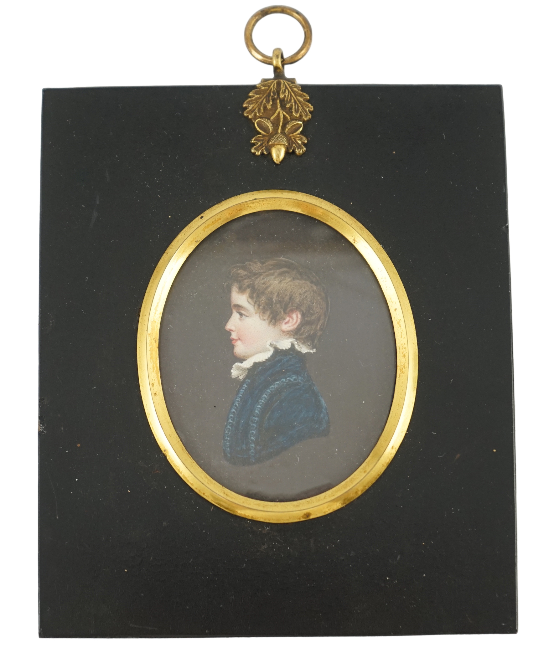 Mrs Anna Trewinnard (fl.1797-1806), a set of seven portrait miniatures of a father and his children, watercolour on ivory, 7.1 x 5.8cm. to 6.4 x 5cm. CITES Submission reference 9RT82CJH